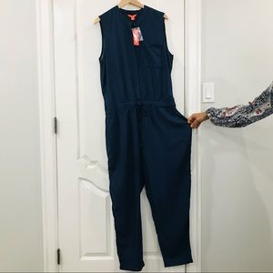 Joe Fresh Blue Patterned Half Sleeve Jumpsuit